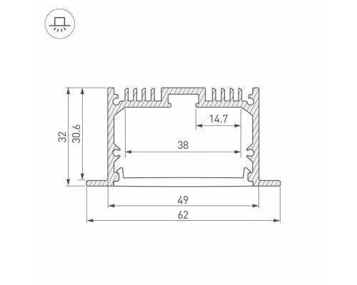 Профиль встраиваемый Arlight SL-LINIA62-F-2000 ANOD 019292