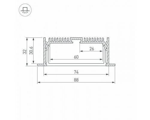 Профиль встраиваемый Arlight SL-LINIA88-F-2000 ANOD 019315