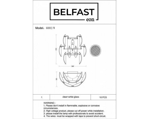 Накладной светильник Belfast Dublin 6002-W CH WH