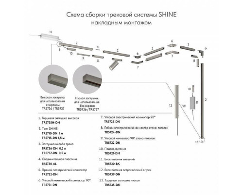 Заглушка для трека Denkirs SHINE BASE TR5735H-DN
