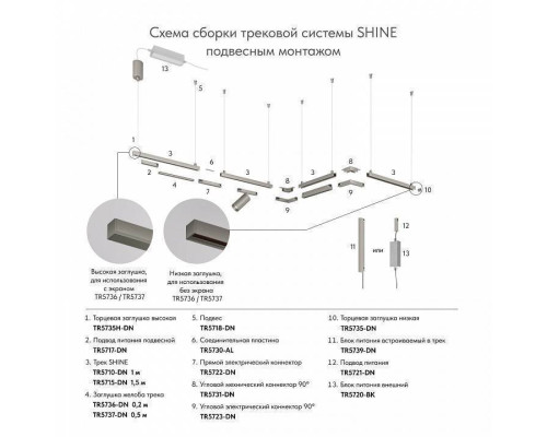 Заглушка для трека Denkirs SHINE BASE TR5735H-DN