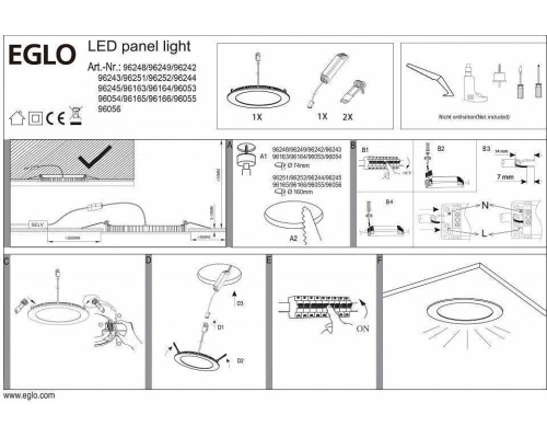Светильник накладной Eglo Fueva 1 10.9 Вт 170x170 мм 96169