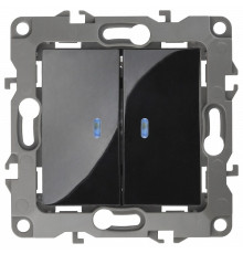 Выключатель двухклавишный с подсветкой без рамки Эра Эра 12 12-1004-06