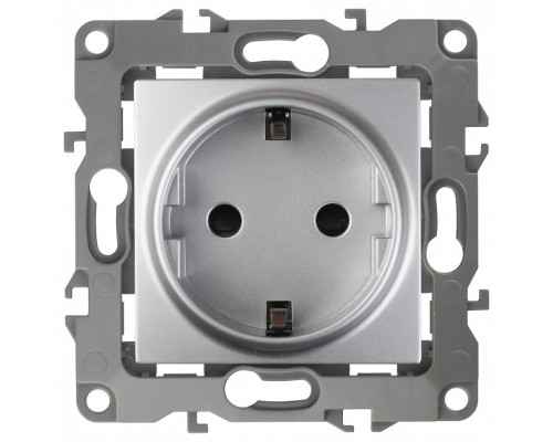 Розетка с заземлением и со шторкой, без рамки Эра Эра 12 12-2102-03