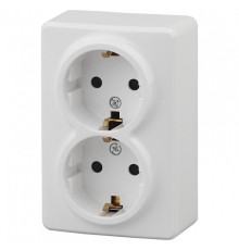 Розетка двойная с заземлением и со шторкой Эра Эра Эксперт 11-2206-01