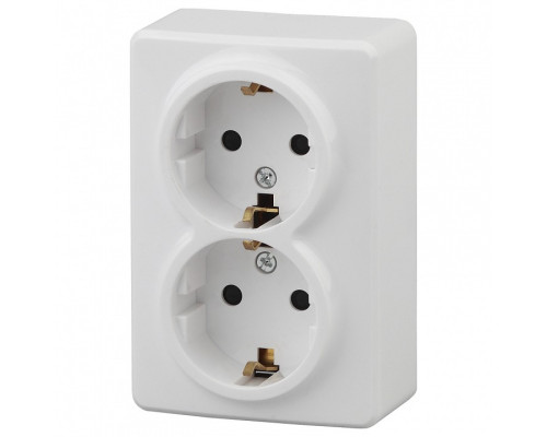 Розетка двойная с заземлением и со шторкой Эра Эра Эксперт 11-2206-01
