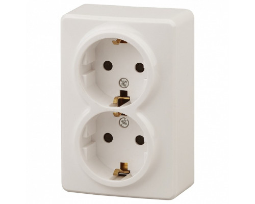 Розетка двойная с заземлением и со шторкой Эра Эра Эксперт 11-2206-02