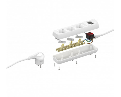 Удлинитель с выключателем Эра  U-3es-3m-3x1