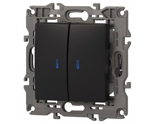 Выключатель двухклавишный с подсветкой без рамки Эра Эра Elegance 14-1105-05