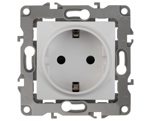 Розетка с заземлением и со шторкой, без рамки Эра Эра 12 12-2002-01