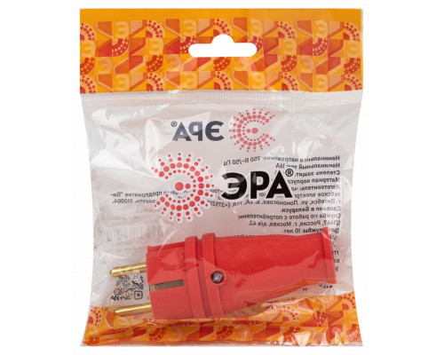 Вилка прямая с заземлением Эра  VX10-R-IP44