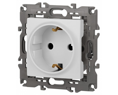 Розетка с заземлением и со шторкой, без рамки Эра Эра Elegance 14-2102-01М