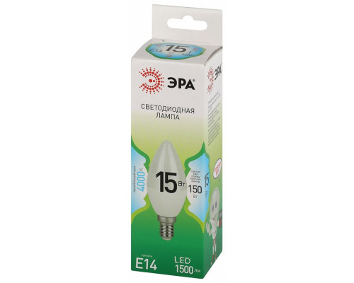 Лампа светодиодная Эра Green Line E14 15Вт 4000K LED B35-15W-840-E14 GL