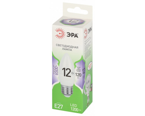 Лампа светодиодная Эра Green Line E27 12Вт 6500K LED B35-12W-865-E27 GL