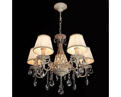 Подвесная люстра Eurosvet Amelia 5 ламп белый с золотом хрусталь Strotskis 10054/5
