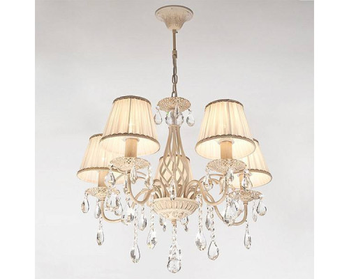 Подвесная люстра Eurosvet Amelia белый с золотом прозрачный хрусталь Strotskis 10054/5