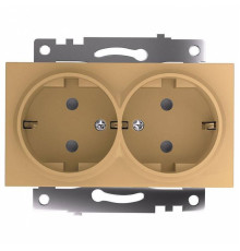 Розетка двойная с заземлением и со шторкой, без рамки Stekker Катрин 49226