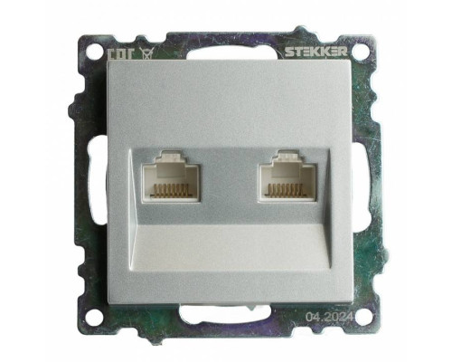 Розетка двойная Ethernet RJ-45 без рамки Stekker Катрин 50005