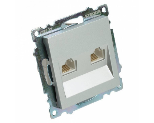 Розетка двойная Ethernet RJ-45 без рамки Stekker Катрин 50005