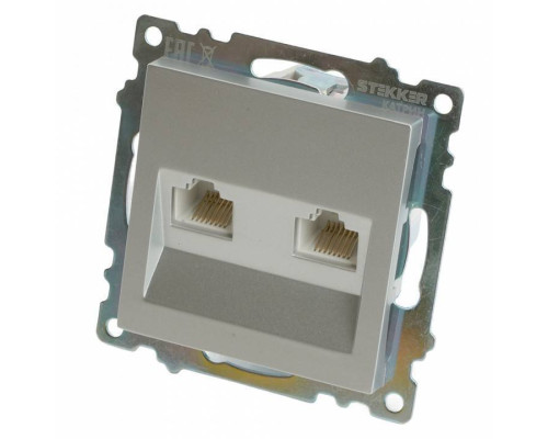 Розетка двойная Ethernet RJ-45 без рамки Stekker Катрин 50005