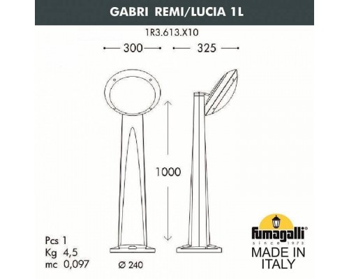 Наземный высокий светильник Fumagalli Lucia 1R3.613.X10.LYE27