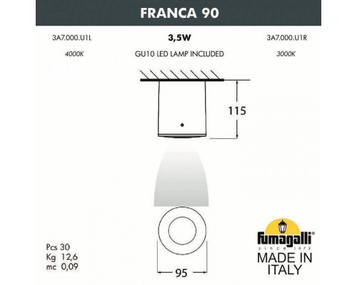 Накладной светильник Fumagalli Franca 90 3A7.000.000.AXU1L