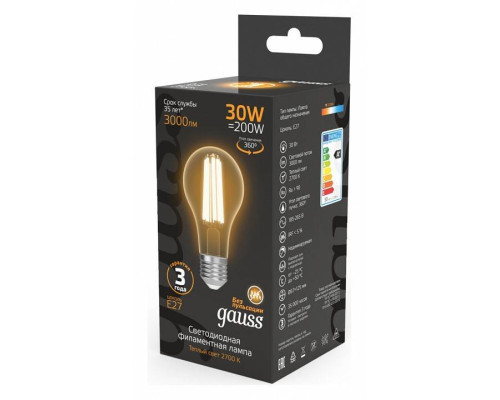 Лампа светодиодная Gauss Filament A70 E27 30 Вт 2700 K 102902130