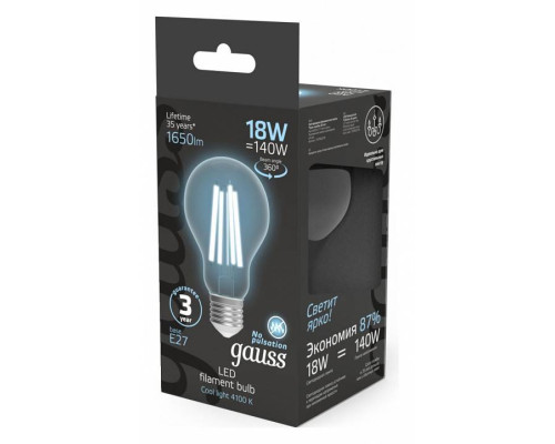 Лампа светодиодная Gauss Filament E27 18Вт 4100K 102902218