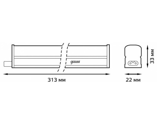 Светильник линейный накладной Gauss Elementary 4 Вт 4000 К 300 мм 130411204