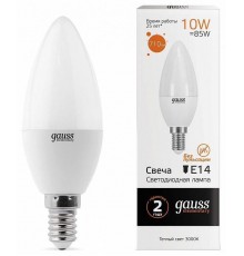 Лампа светодиодная Gauss Led Elementary Candle E14 10Вт 3000K 33110