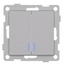 Выключатель двухклавишный с подсветкой без рамки Gusi Electric UGRA С11В28-004