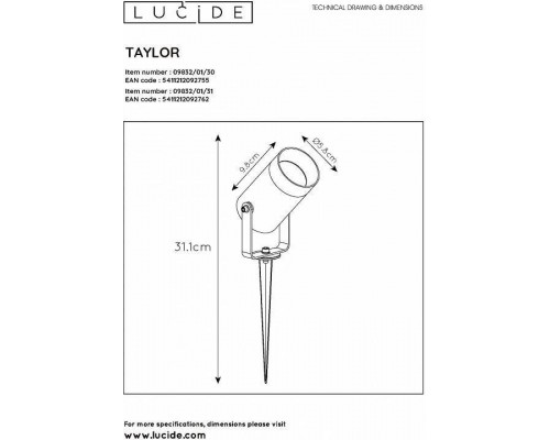 Наземный низкий светильник Lucide Taylor 09832/01/30