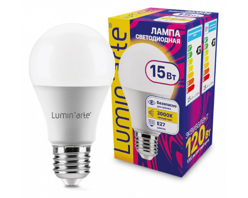 Лампа светодиодная Luminarte  E27 15Вт 3000K LSTD-A60-15W3KE27
