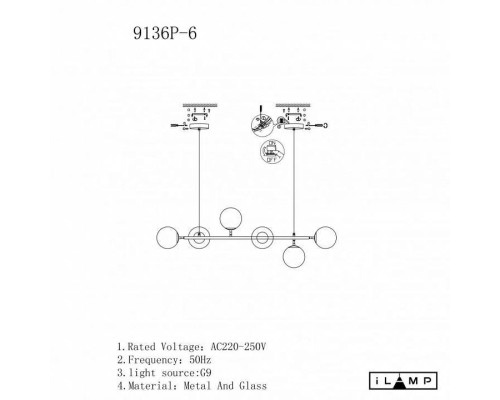 Подвесная люстра iLamp Golden 9136P/6 BK-WH