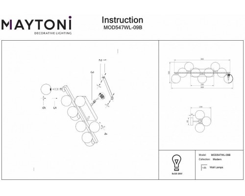 Бра Maytoni Dallas MOD547WL-09B