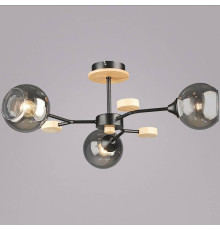Люстра на штанге 06780-0.3-03 BK+WOOD
