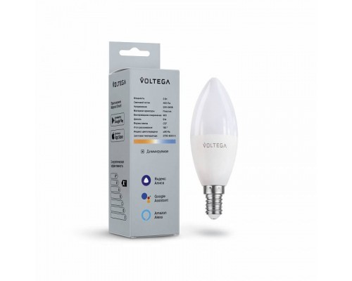 Лампа светодиодная с управлением через Wi-Fi Voltega Wi-Fi bulbs E14 5Вт 2700-6500K 2427