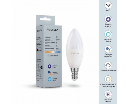 Лампа светодиодная с управлением через Wi-Fi Voltega Wi-Fi bulbs E14 5Вт 2700-6500K 2427