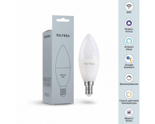 Лампа светодиодная с управлением через Wi-Fi Voltega Wi-Fi bulbs E14 5Вт 2700-6500K 2427