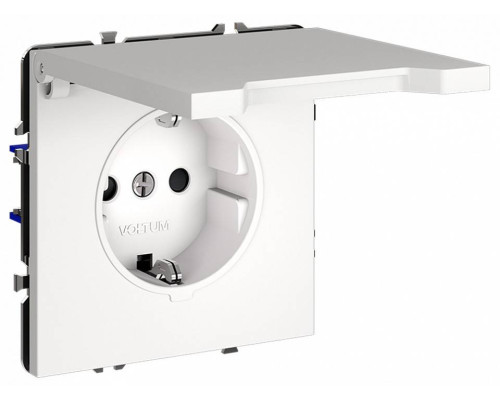 Розетка с заземлением и со шторкой, без рамки с крышкой Voltum S70 VLS040302