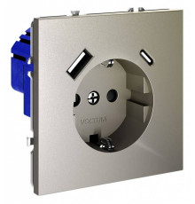 Розетка с заземлением и со шторкой и 2хUSB type A и C, без рамки Voltum S70 VLS040504