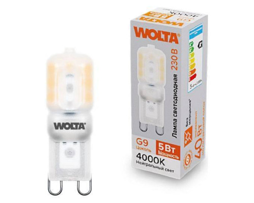 Лампа светодиодная Wolta  G9 5Вт 4000K WSTD-JCD-5W4KG9-P