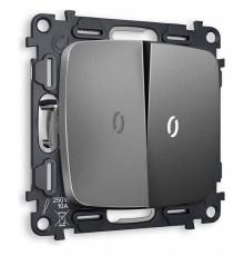 Выключатель двухклавишный с подсветкой без рамки Ambrella Volt Quant MO654015