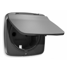 Накладка для розетки влагозащищенной с заземлением и со шторками с крышкой Ambrella Volt Quant OP6580