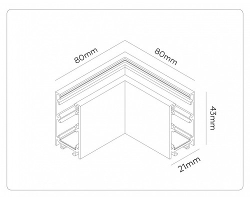 Соединитель угловой внутренний для треков накладных Ambrella Light TRACK SYSTEM GL1961