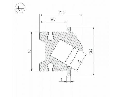 Профиль встраиваемый угловой внутренний Arlight SL-BEVEL 045328