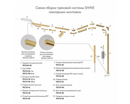 Заглушка для трека Denkirs SHINE BASE TR5735H-SB