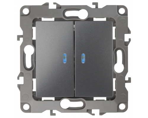 Выключатель двухклавишный с подсветкой без рамки Эра Эра 12 12-1105-12