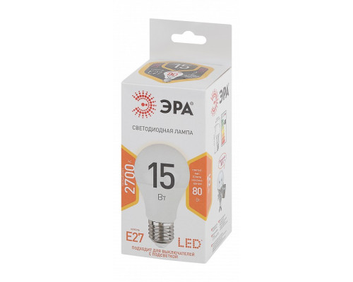 Лампа светодиодная Эра Стандарт LED A60-15W-827-E27