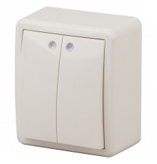 Выключатель двухклавишный с подсветкой Эра Эра Эксперт 11-1205-02